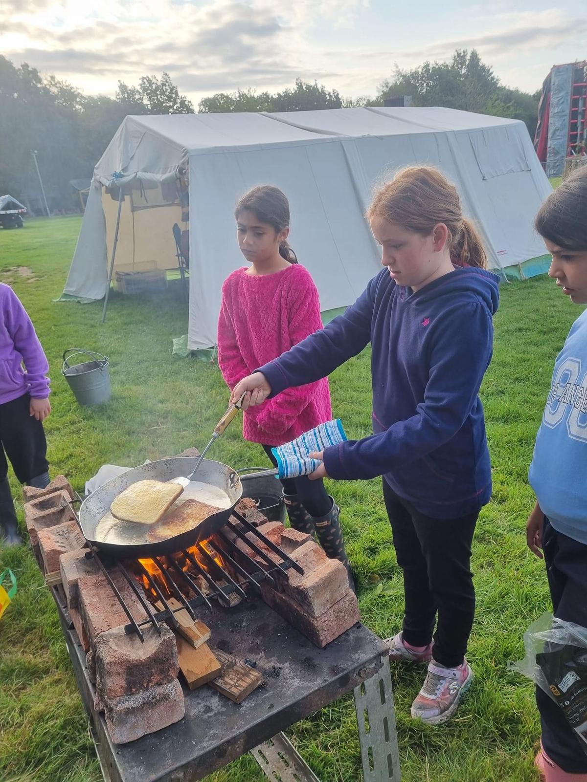 Cooking Eggy Bread on Summer Camp