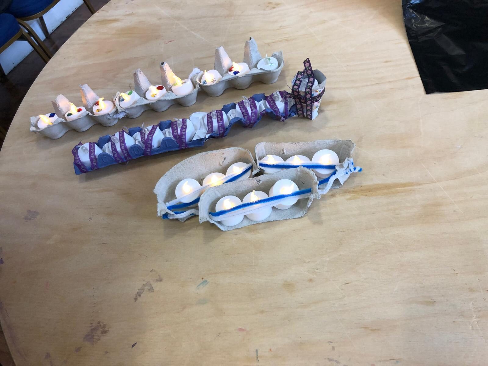 Chanukiah made by the 20th Finchley Scouts for Mitzvah Day 2023