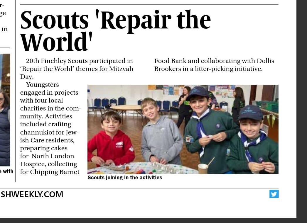20th Finchley Scouts take part in Repair the World themes for Mitzvah Day 2023