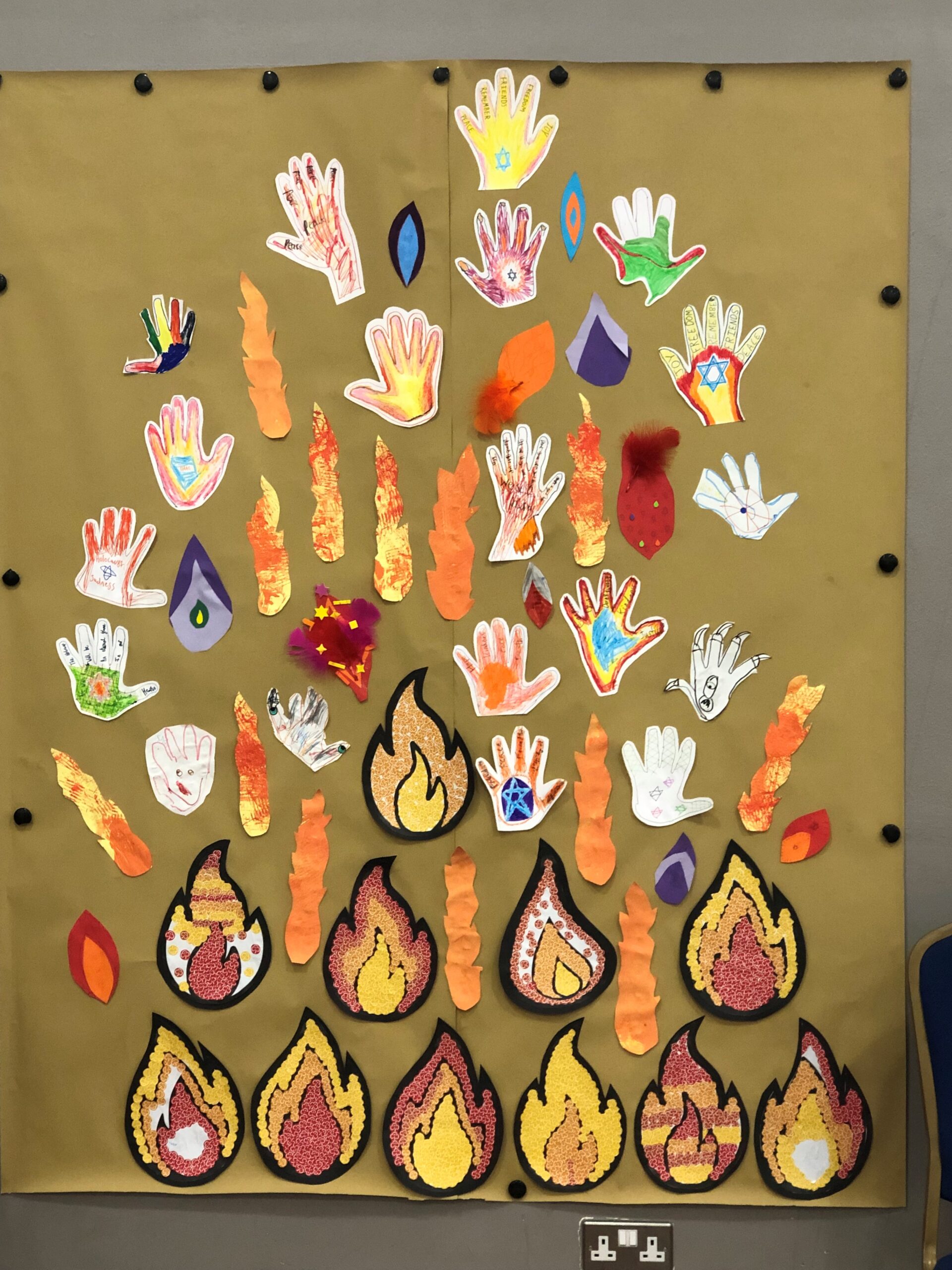 Holocaust Memorial Day display from the children of the community