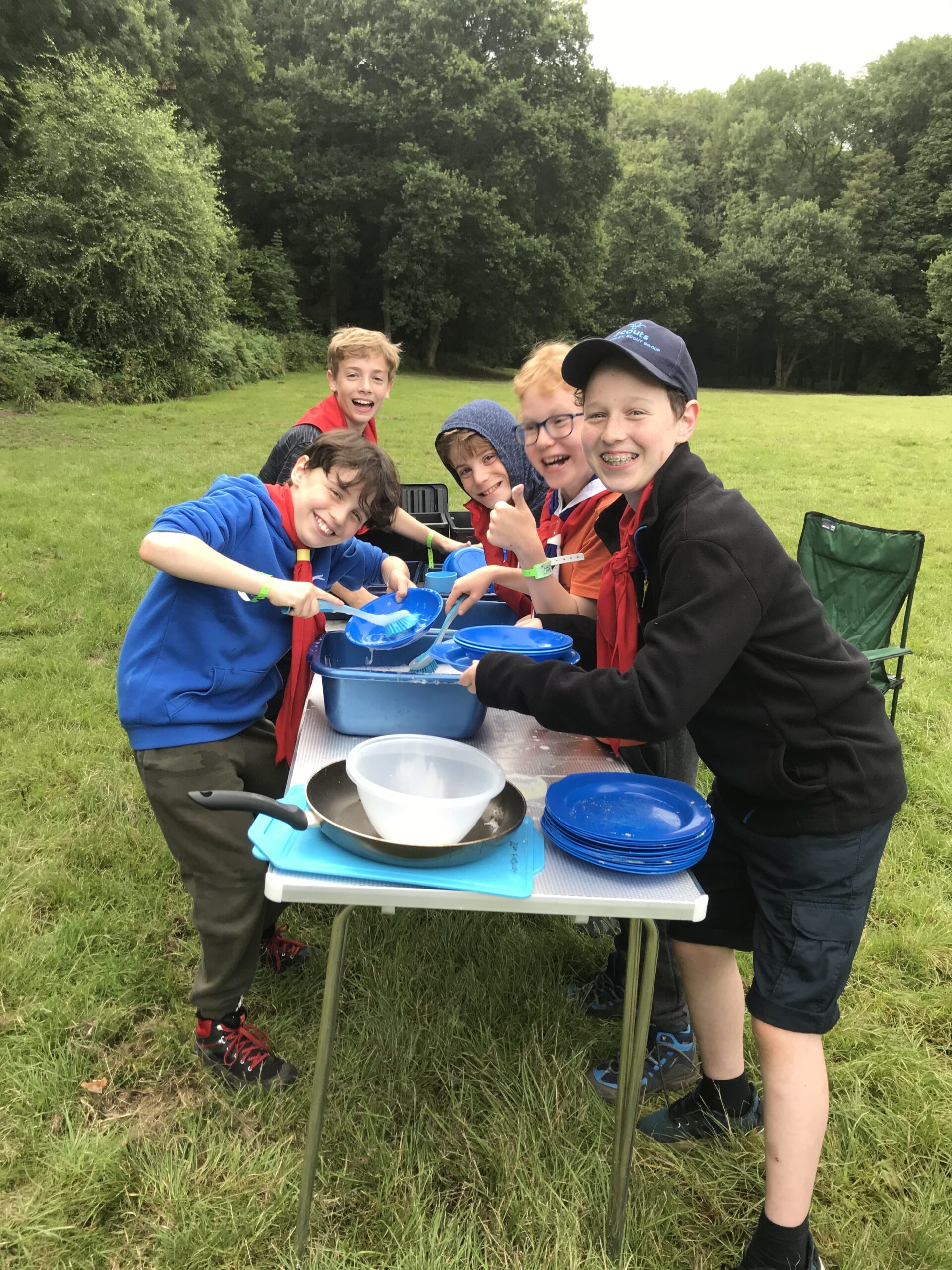 Scouts washing up at camp