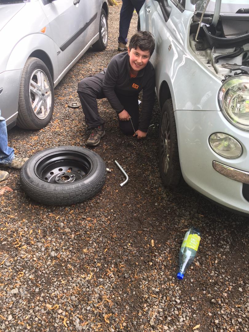 Scouts doing their mechanics badge